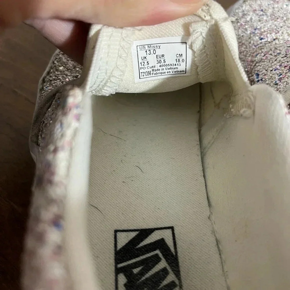 Kids White/Multicolored Sparkly Vans Size 13 - Picture 4 of 7